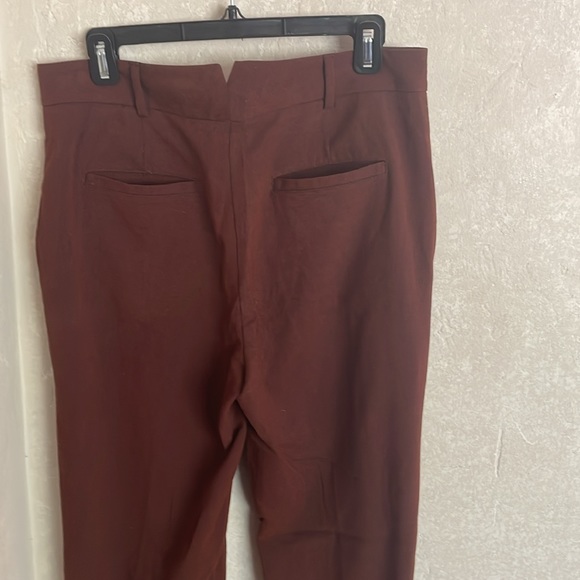 Anthropologie Cartonnier Monica Flannel Trousers Pants Rust Brown Orange 10 - Picture 7 of 9